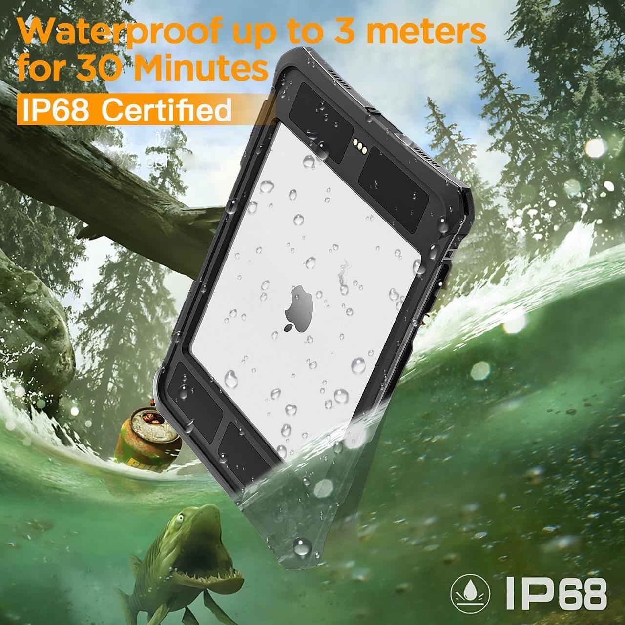 Alt view image 3 of 7 - SHELLBOX IP68 Waterproof Case For Apple iPad Pro M4 11 inch (A2836/A2837/A3006) 2024 Heavy Duty Shockproof Rotating Stand Cover Built-in Screen Protector With Strap Underwater Military Drop Protection