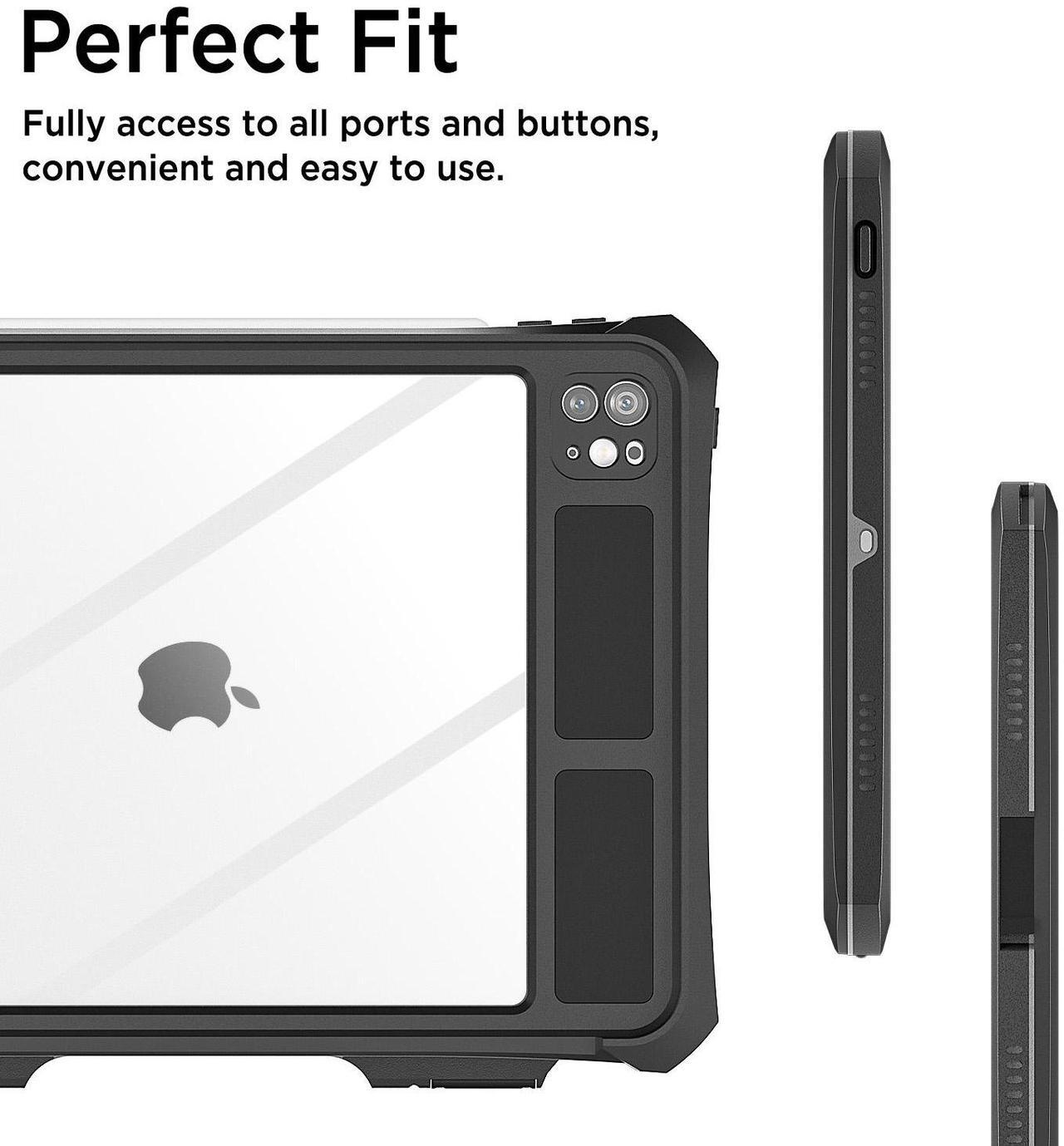Alt view image 5 of 7 - SHELLBOX IP68 Waterproof Case For Apple iPad Pro M4 11 inch (A2836/A2837/A3006) 2024 Heavy Duty Shockproof Rotating Stand Cover Built-in Screen Protector With Strap Underwater Military Drop Protection