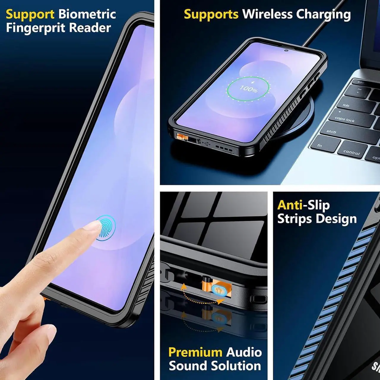 Alt view image 5 of 7 - SZYG Waterproof Case for Samsung Galaxy S25 Edge IP68 Waterproof Shockproof Case Built-in Screen Protector Rugged Full Protection Underwater Dust Proof Heavy Duty Military Drop Proof Protective Cover