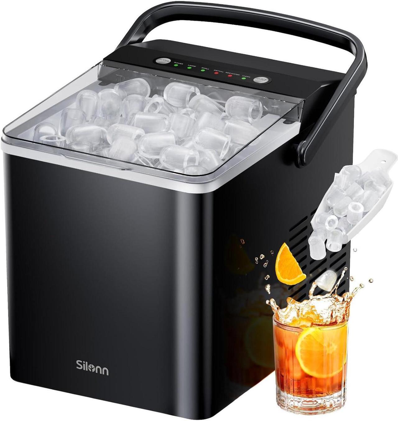 Main image of Ice Maker Countertop, Portable Ice Machine with Carry Handle, Self Cleaning Ice Makers with 1.8 L Water Tank and Big Ice Basket, 9 Cubes in 6 Mins, Ideal for Home Kitchen RV