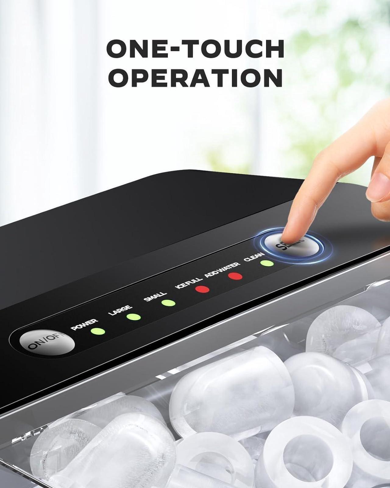 Alt view image 4 of 7 - Ice Maker Countertop, Portable Ice Machine with Carry Handle, Self Cleaning Ice Makers with 1.8 L Water Tank and Big Ice Basket, 9 Cubes in 6 Mins, Ideal for Home Kitchen RV