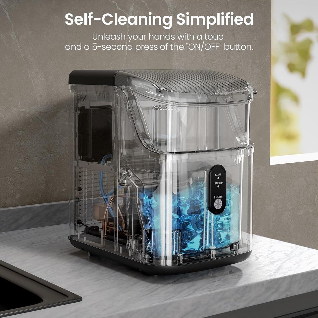 Alt view image 3 of 7 - Kismile Nugget Ice Makers Countertop,Portable Ice Maker Machine with Crushed Ice, 35lbs/Day,One-Click Operation,Self-Cleaning Countertop Ice Machine,Pellet Ice Maker Countertop for Home/Kitchen/Office