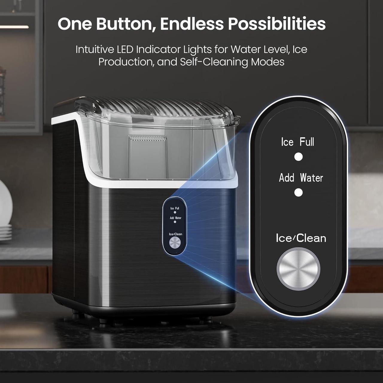 Alt view image 4 of 7 - Kismile Nugget Ice Makers Countertop,Portable Ice Maker Machine with Crushed Ice, 35lbs/Day,One-Click Operation,Self-Cleaning Countertop Ice Machine,Pellet Ice Maker Countertop for Home/Kitchen/Office