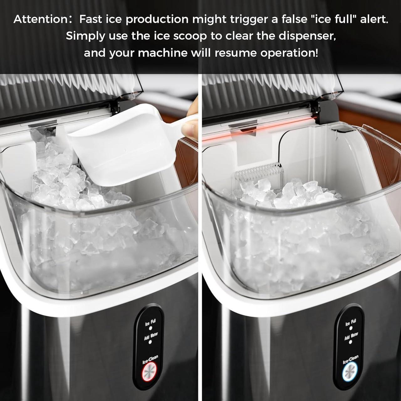Alt view image 5 of 7 - Kismile Nugget Ice Makers Countertop,Portable Ice Maker Machine with Crushed Ice, 35lbs/Day,One-Click Operation,Self-Cleaning Countertop Ice Machine,Pellet Ice Maker Countertop for Home/Kitchen/Office