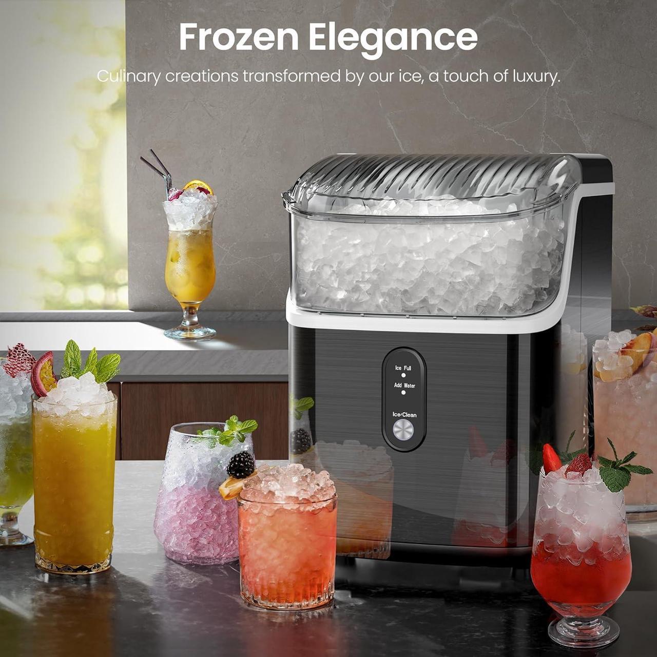 Alt view image 6 of 7 - Kismile Nugget Ice Makers Countertop,Portable Ice Maker Machine with Crushed Ice, 35lbs/Day,One-Click Operation,Self-Cleaning Countertop Ice Machine,Pellet Ice Maker Countertop for Home/Kitchen/Office