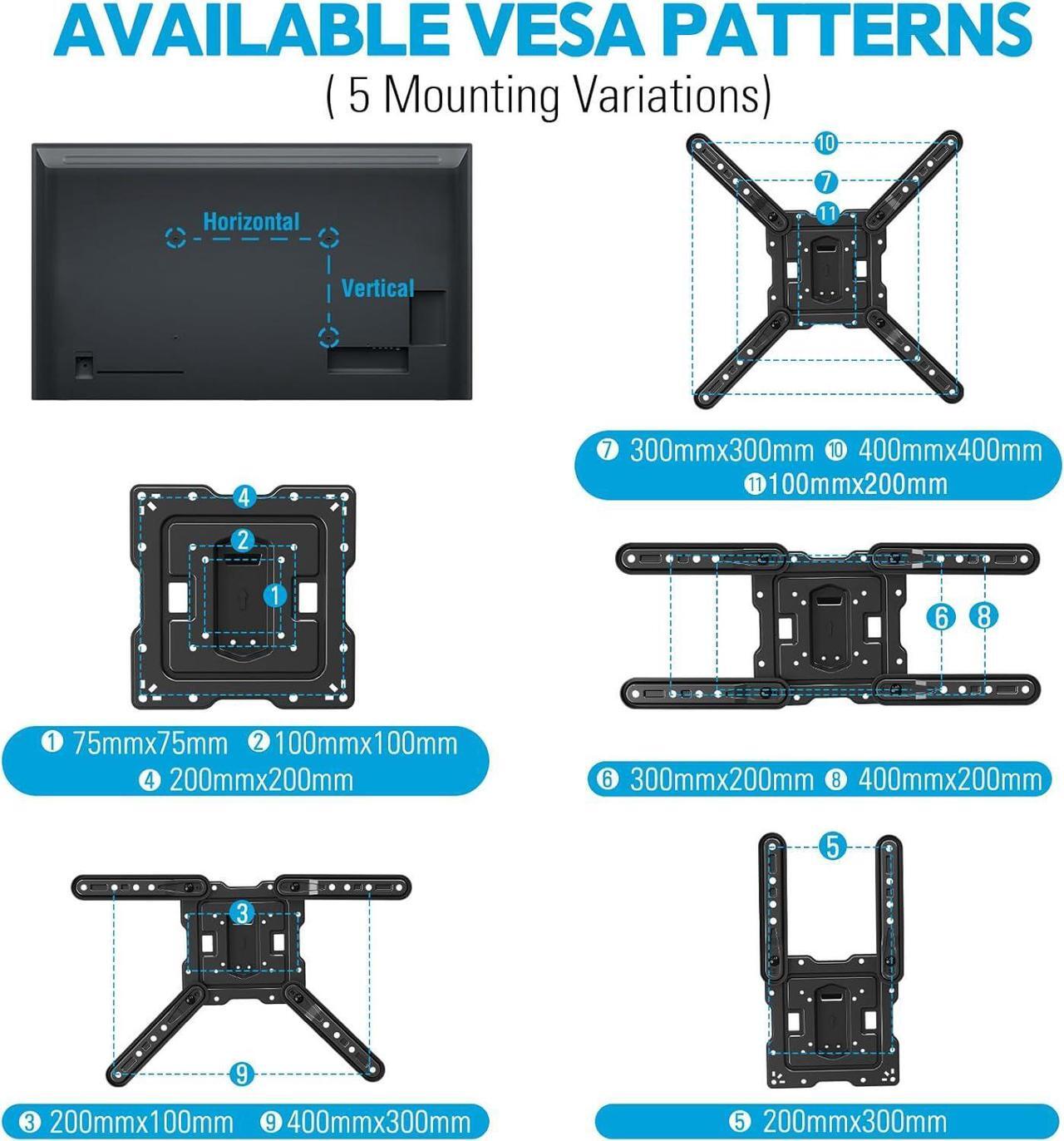 Alt view image 4 of 7 - TV Wall Mounts TV Bracket for Most 26-60 Inches TVs, Full Motion TV Wall Mount with Swivel and Extend 19 Inch, TV Mount with Swivel Articulating Support, Max VESA 400x400mm, MU0009