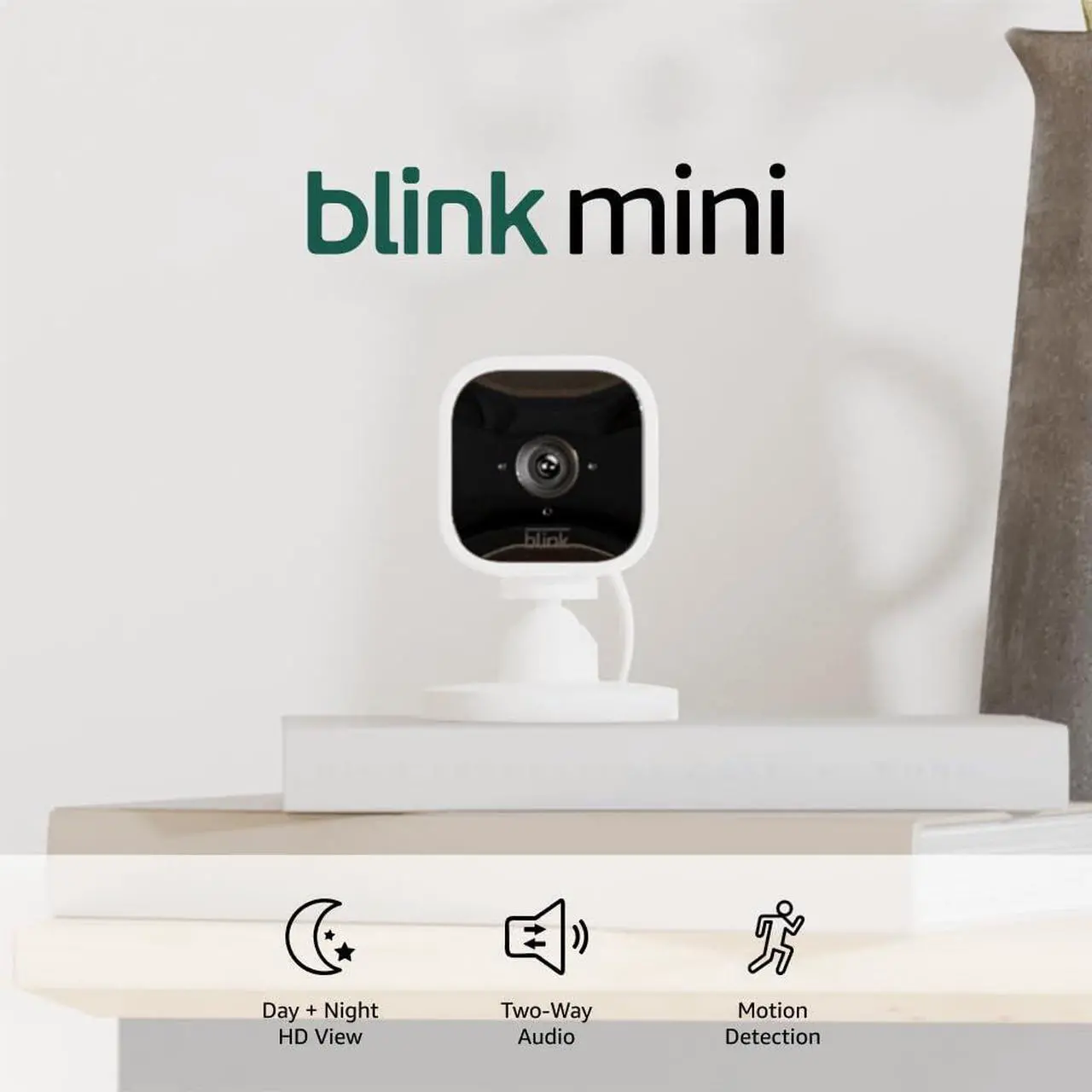 Main image of Blink Mini - Compact indoor plug-in smart security camera, 1080p HD video, night vision, motion detection, two-way audio, easy set up, Works with Alexa  3 cameras (White)
