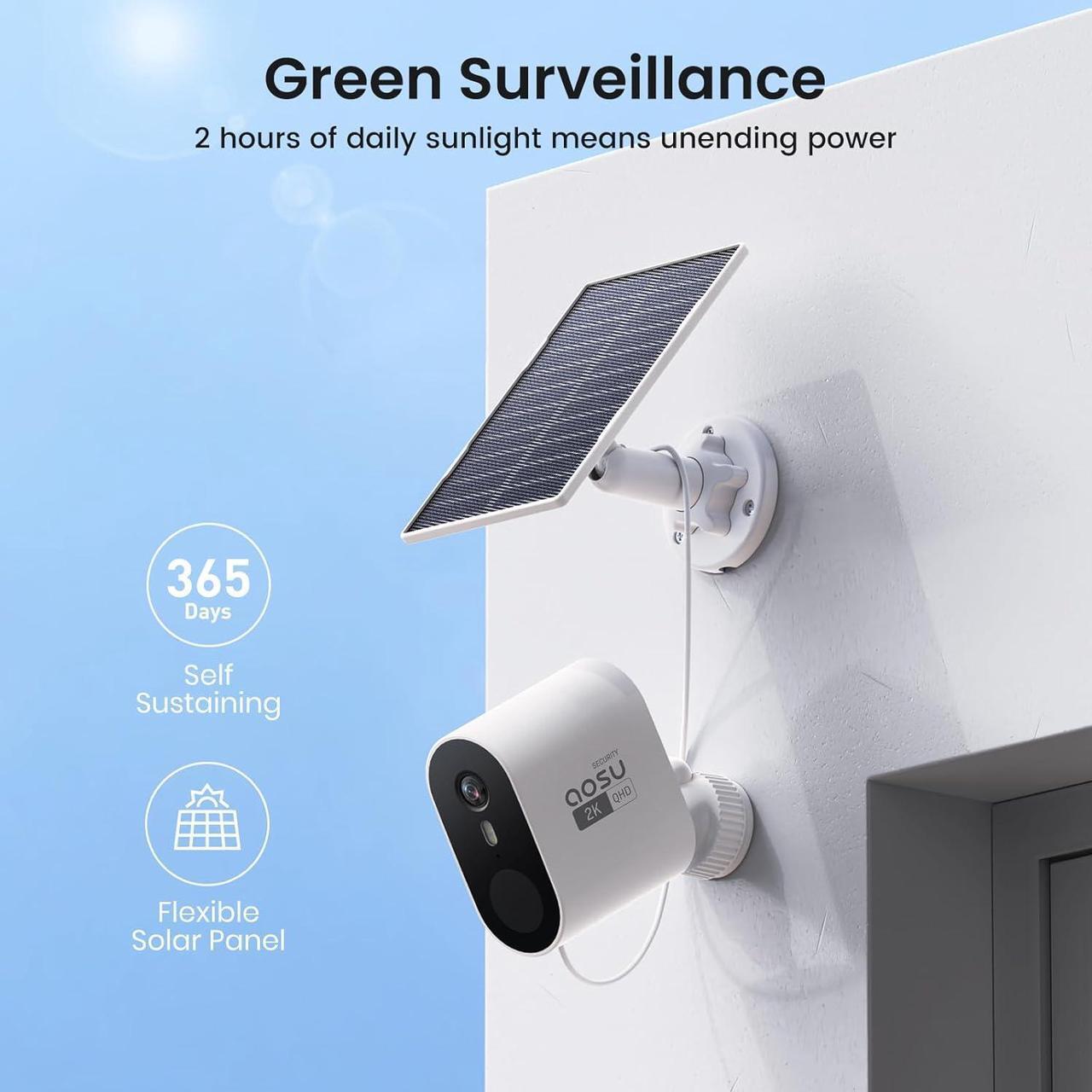 Alt view image 6 of 7 - Solar Security Cameras Wireless Outdoor, 2K QHD Home Security System, 4 Cameras Kit with 166° Ultra-Wide View, Forever Power, Spotlight Camera, 32G Local Storage, No Monthly Fee