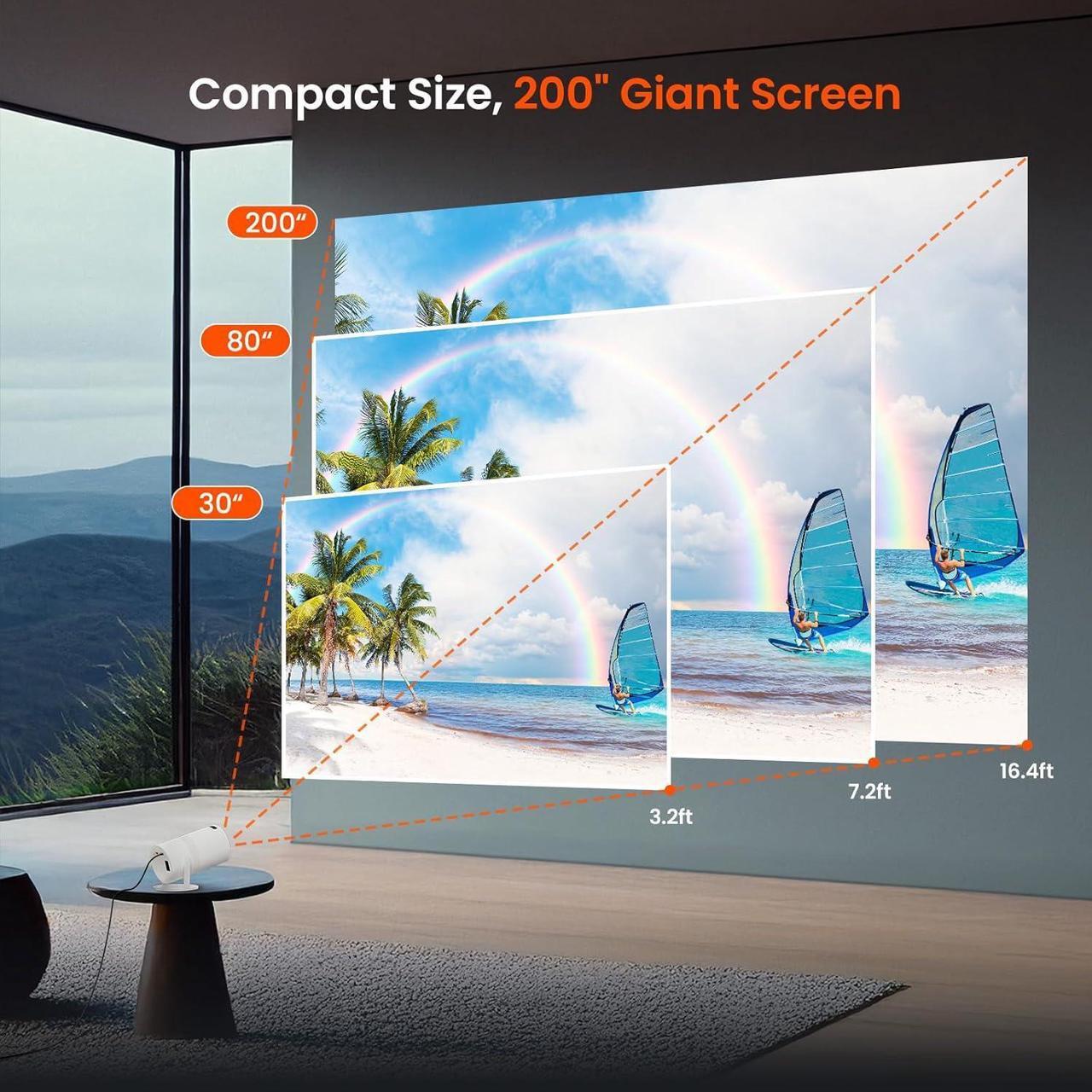 Alt view image 2 of 7 - [Two-Way Bluetooth 5.2] Tecaki Mini Projector 1080P FHD Multi-Angle Projection, Portable Projector with 180°Rotatable Auto Keystone Correction Long Lens Life Suit for Home Theater, Outdoor, Smartphone