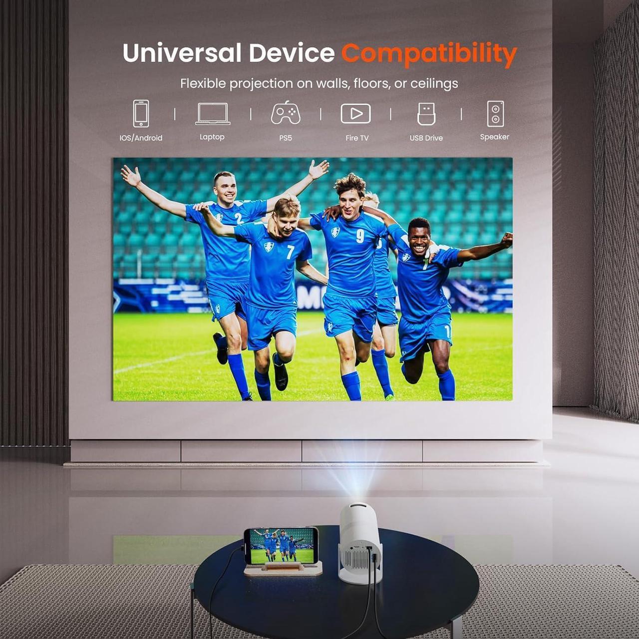 Alt view image 5 of 7 - [Two-Way Bluetooth 5.2] Tecaki Mini Projector 1080P FHD Multi-Angle Projection, Portable Projector with 180°Rotatable Auto Keystone Correction Long Lens Life Suit for Home Theater, Outdoor, Smartphone