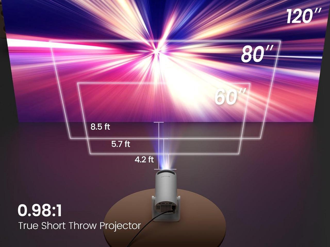 Alt view image 2 of 7 - [Short Throw/Adjustable Stand]Mini projector with WiFi and Bluetooth, 2025 Upgrade Outdoor Portable Movie Projector 1080P, Auto Keystone, Home Projector for Phone/TV Stick/Laptop, WiMiUS S27 (White)
