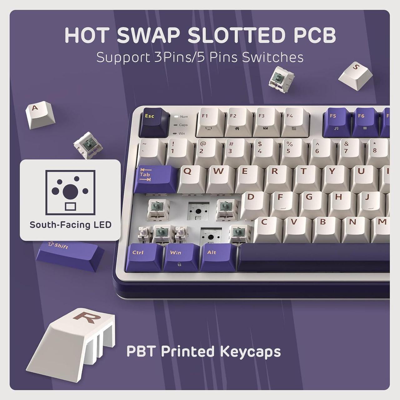 Alt view image 6 of 7 - RK ROYAL KLUDGE S98 Mechanical Keyboard w/Smart Display & Knob, Top Mount 96% Wireless Mechanical Keyboard BT/2.4G/USB-C, Hot Swappable, Software Support, Massive Battery, 98 Keys