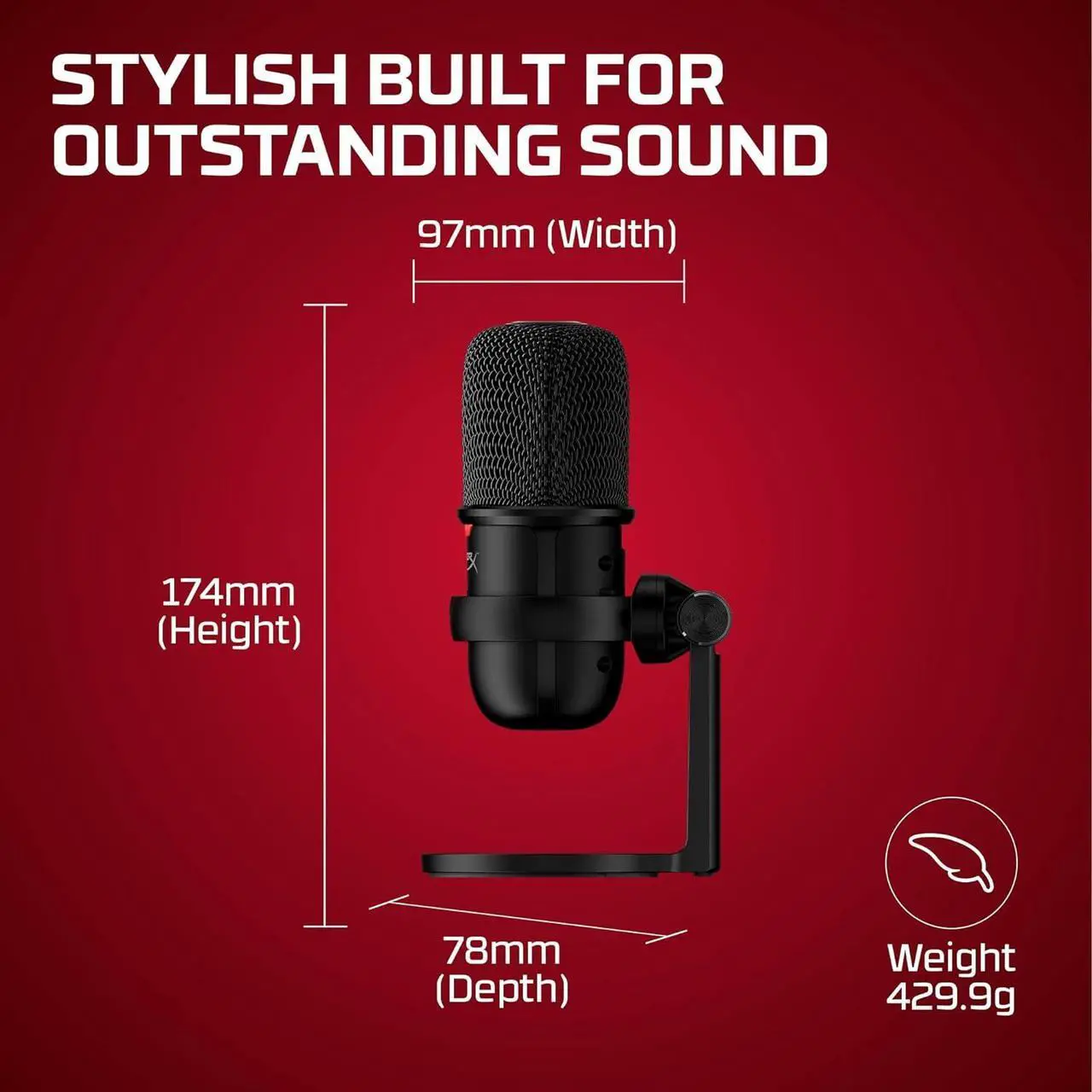 Alt view image 6 of 7 - HyperX SoloCast  USB Condenser Gaming Microphone, for PC, PS4, PS5 and Mac, Tap-to-Mute Sensor, Cardioid Polar Pattern, great for Streaming, Podcasts, Twitch, YouTube, Discord,Black