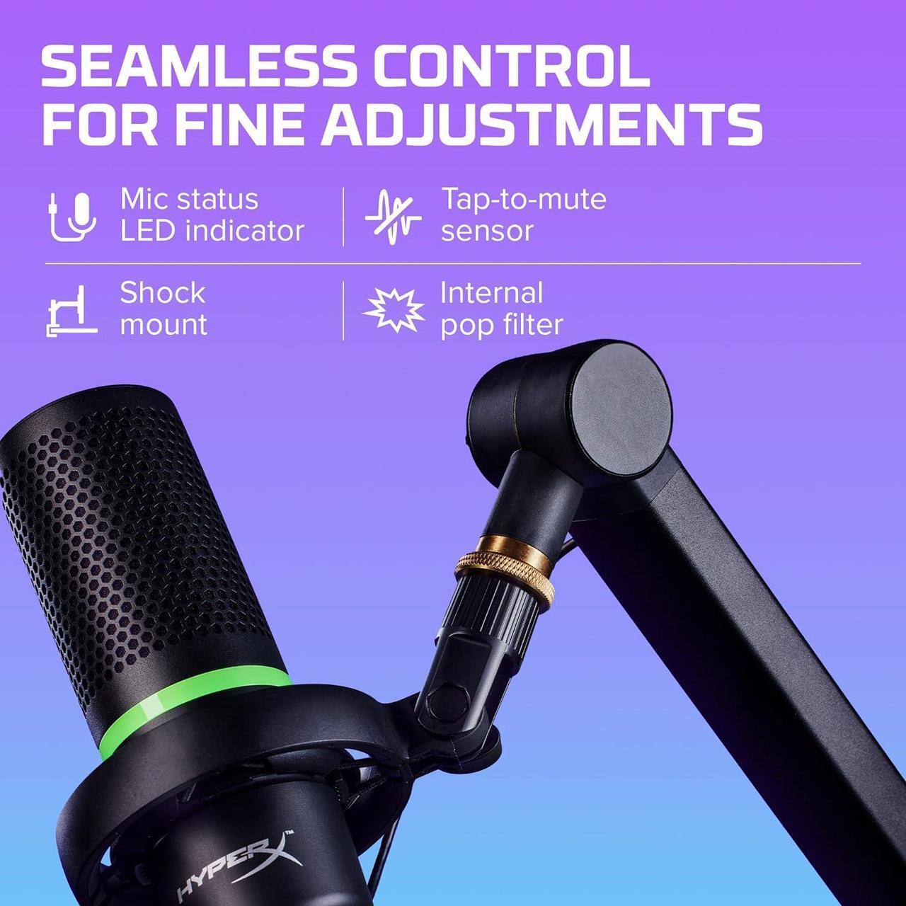 Alt view image 4 of 7 - HyperX DuoCast  RGB USB Condenser Microphone for PC, PS5, PS4, Mac, Low-profile Shock Mount, Cardioid, Omnidirectional, Pop Filter, Gain Control, Gaming, Streaming, Podcasts, Twitch, YouTube, Discord