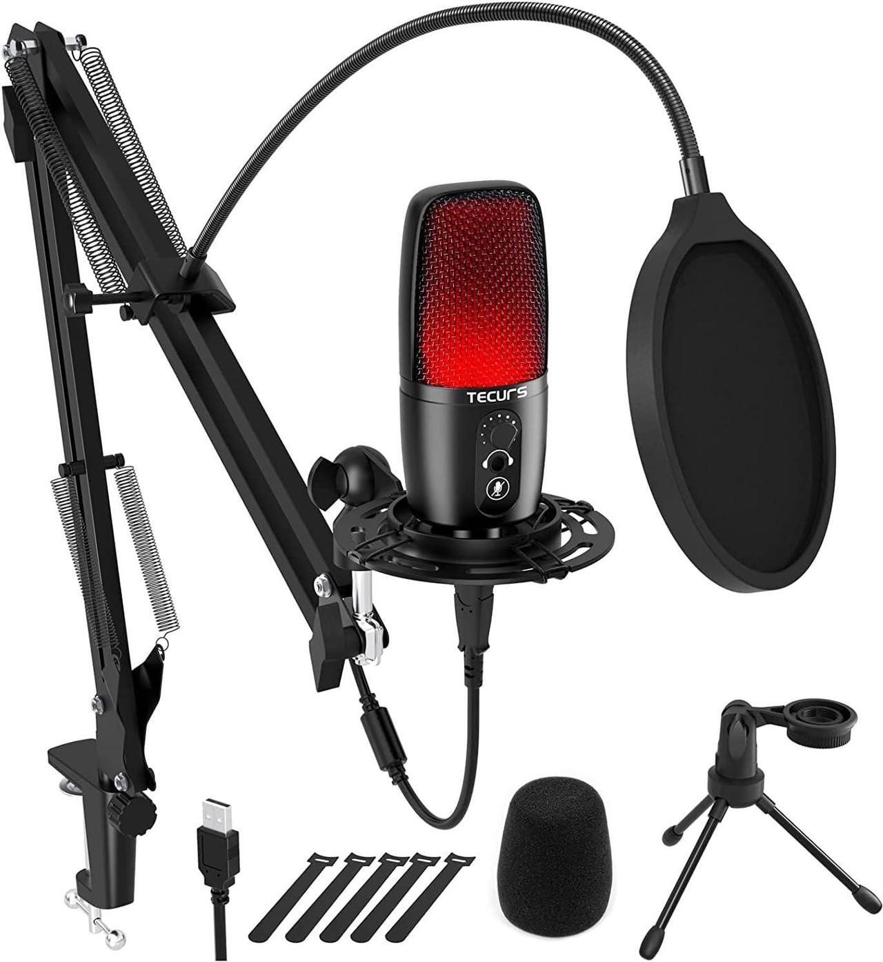 Main image of USB Microphone Condenser, PC Microphone Kit for Computer, Streaming Mic with Adjustable Boom Arm, Gaming,Microphone for Podcast, Twitch, YouTube, PS4, PS5