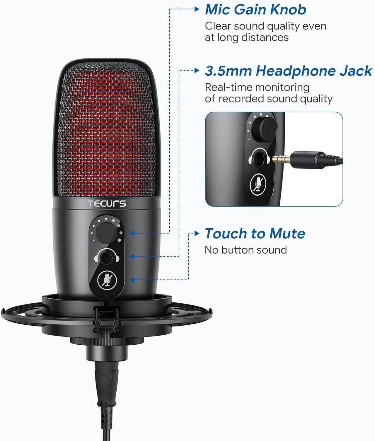 Alt view image 5 of 7 - USB Microphone Condenser, PC Microphone Kit for Computer, Streaming Mic with Adjustable Boom Arm, Gaming,Microphone for Podcast, Twitch, YouTube, PS4, PS5