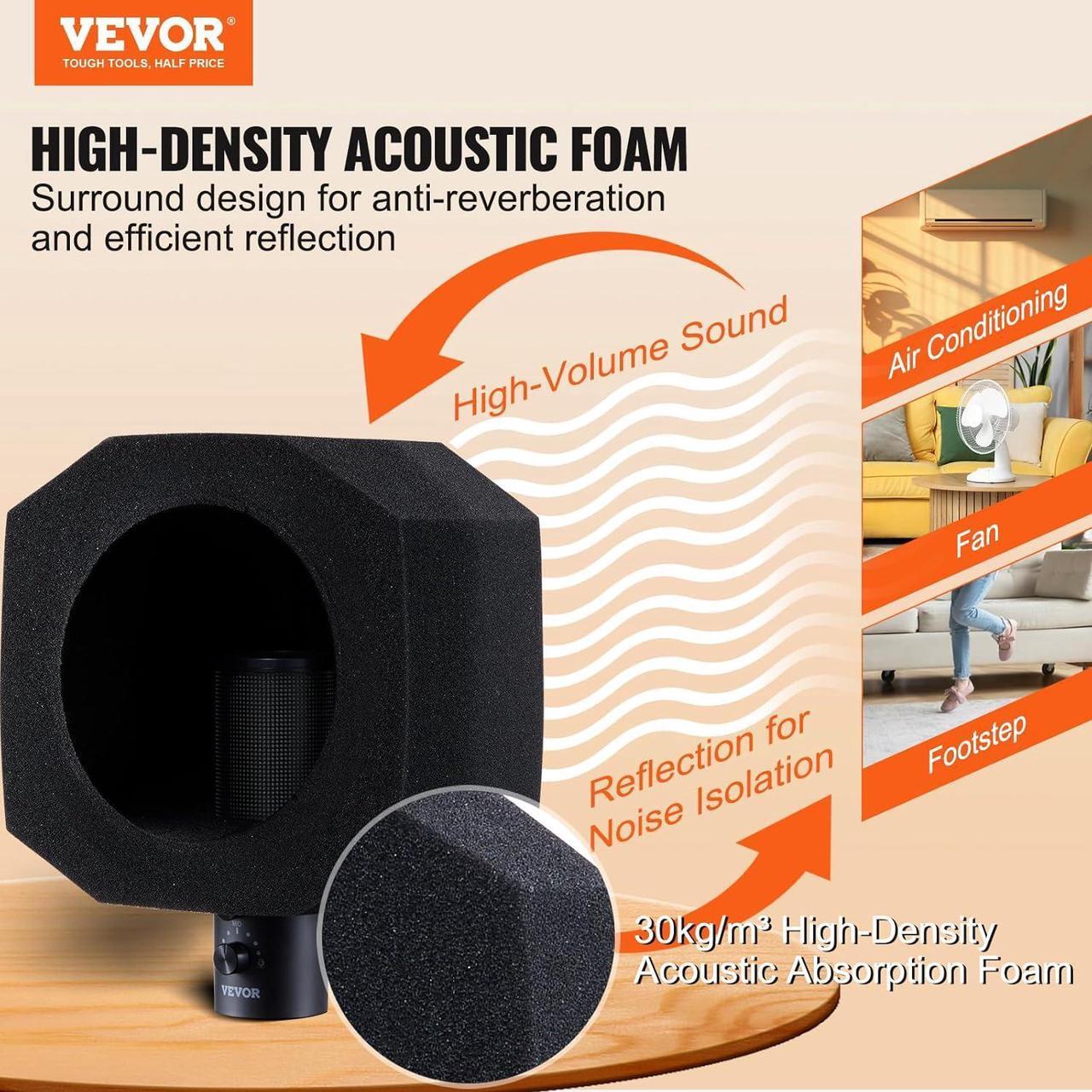 Alt view image 2 of 7 - Microphone Isolation Ball, High-Density Acoustic Foam, Windscreen Isolation Shield with Dual-Layered Pop Filter, for 1.57 to 2.36 in Microphones Vocal Isolation Booth Noise Reflection Reduction