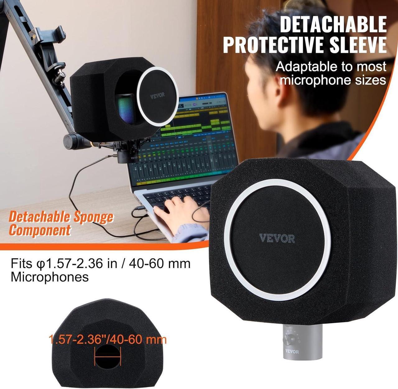 Alt view image 3 of 7 - Microphone Isolation Ball, High-Density Acoustic Foam, Windscreen Isolation Shield with Dual-Layered Pop Filter, for 1.57 to 2.36 in Microphones Vocal Isolation Booth Noise Reflection Reduction