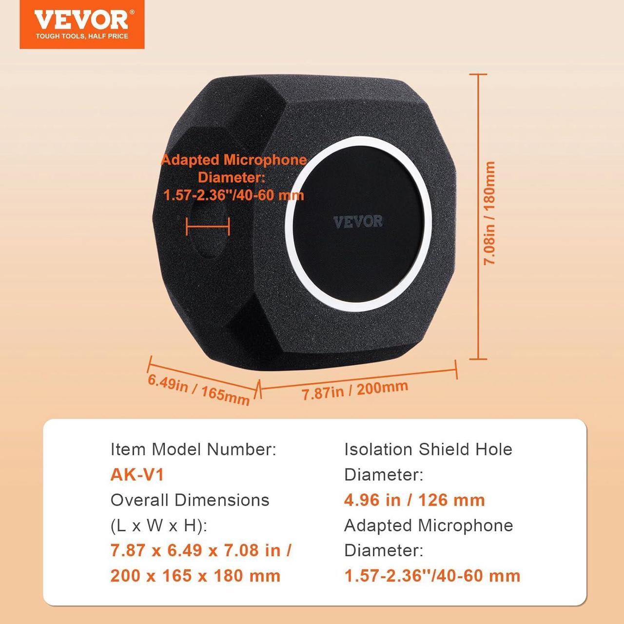 Alt view image 7 of 7 - Microphone Isolation Ball, High-Density Acoustic Foam, Windscreen Isolation Shield with Dual-Layered Pop Filter, for 1.57 to 2.36 in Microphones Vocal Isolation Booth Noise Reflection Reduction