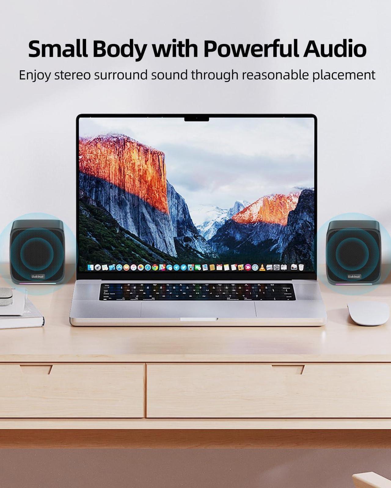 Alt view image 6 of 6 - Computer Speakers,Computer Speakers for Desktop PC,Desktop Speakers,Small Computer Speakers USB Powered 3.5mm Aux Speaker for PC,Laptop,Tablet,Phone