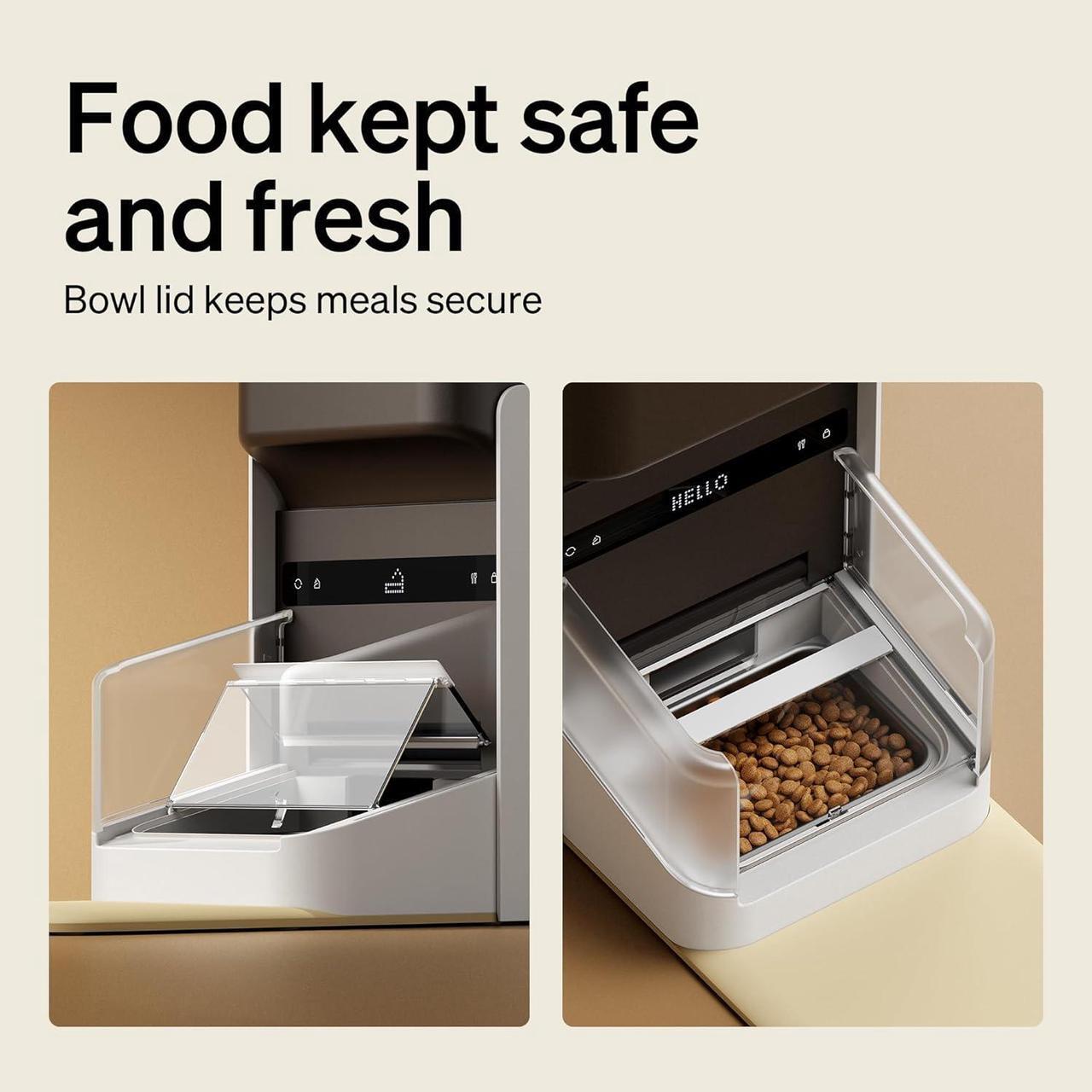 Alt view image 7 of 7 - Upgraded  Automatic Cat Feeder, 5G Wi-Fi Automatic Pet Feeder, 3L Auto Cat Feeder App Control with Light Collar Tag, Tag Activated One Automatic Cat Food Dispenser 1-10 Meals Control