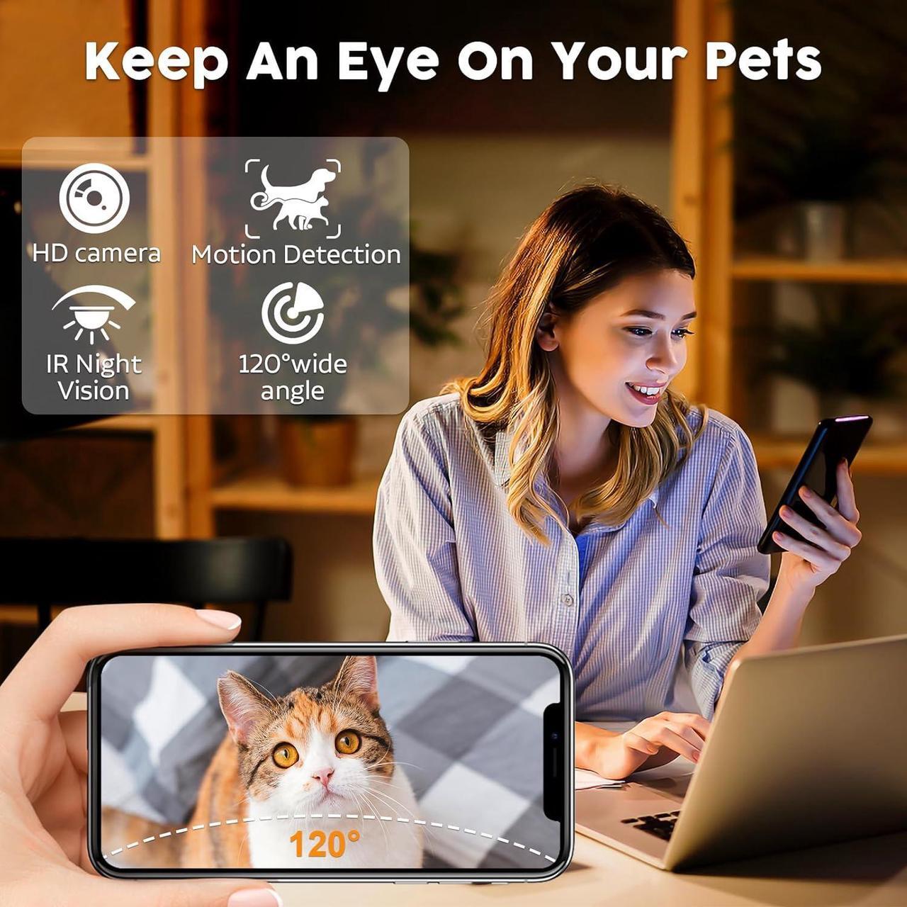 Alt view image 3 of 7 - Automatic Dog Feeder with Camera WiFi: 33 Cups 5G App Control Easy Setup Cat Food Dispenser - HD 1080P Video Recording Timed Pet Feeder for Cat Dog Small-Pet