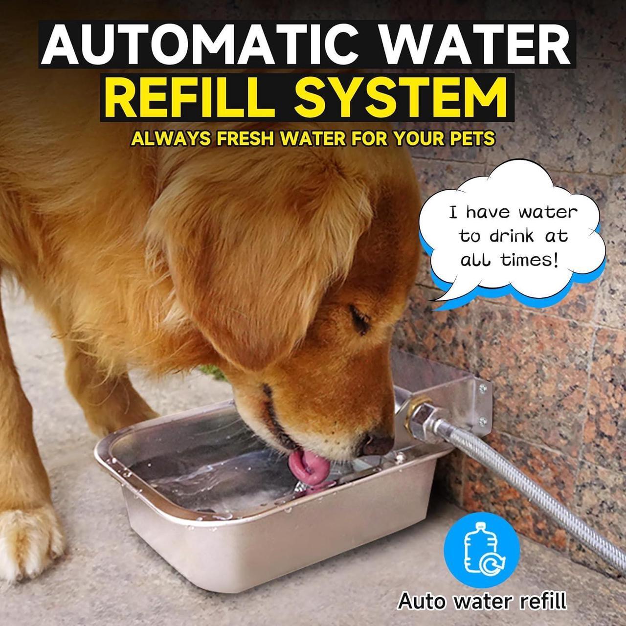 Alt view image 2 of 7 - Automatic Water Dispenser for Dogs, 3L /101 oz 304 Stainless Steel Dog Water Feeder, Auto-Fill Large Waterer for Pets & Livestock, Outdoor Dog Water Bowl, Wide Mouth, Anti-tip, Easy to Clean