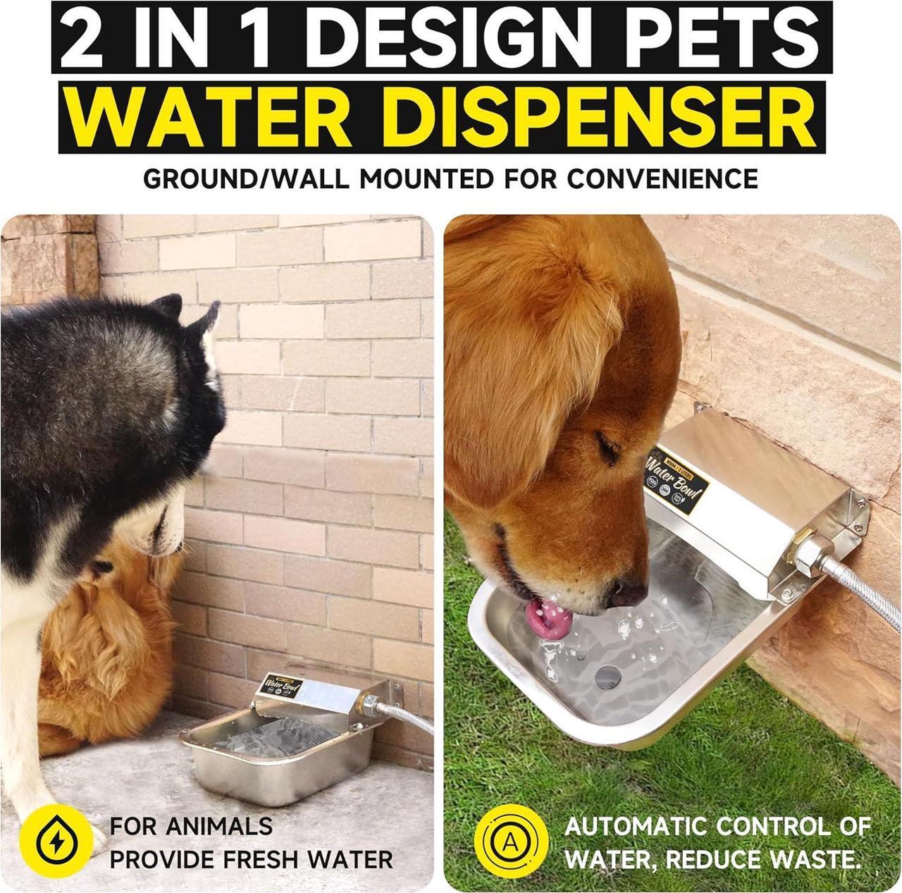 Alt view image 3 of 7 - Automatic Water Dispenser for Dogs, 3L /101 oz 304 Stainless Steel Dog Water Feeder, Auto-Fill Large Waterer for Pets & Livestock, Outdoor Dog Water Bowl, Wide Mouth, Anti-tip, Easy to Clean