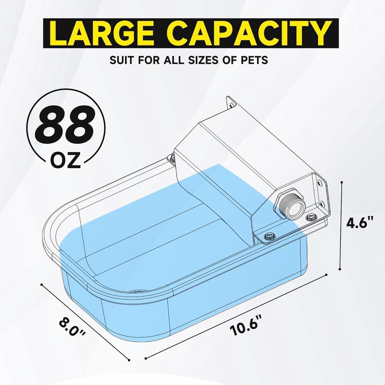 Alt view image 5 of 7 - Automatic Water Dispenser for Dogs, 3L /101 oz 304 Stainless Steel Dog Water Feeder, Auto-Fill Large Waterer for Pets & Livestock, Outdoor Dog Water Bowl, Wide Mouth, Anti-tip, Easy to Clean