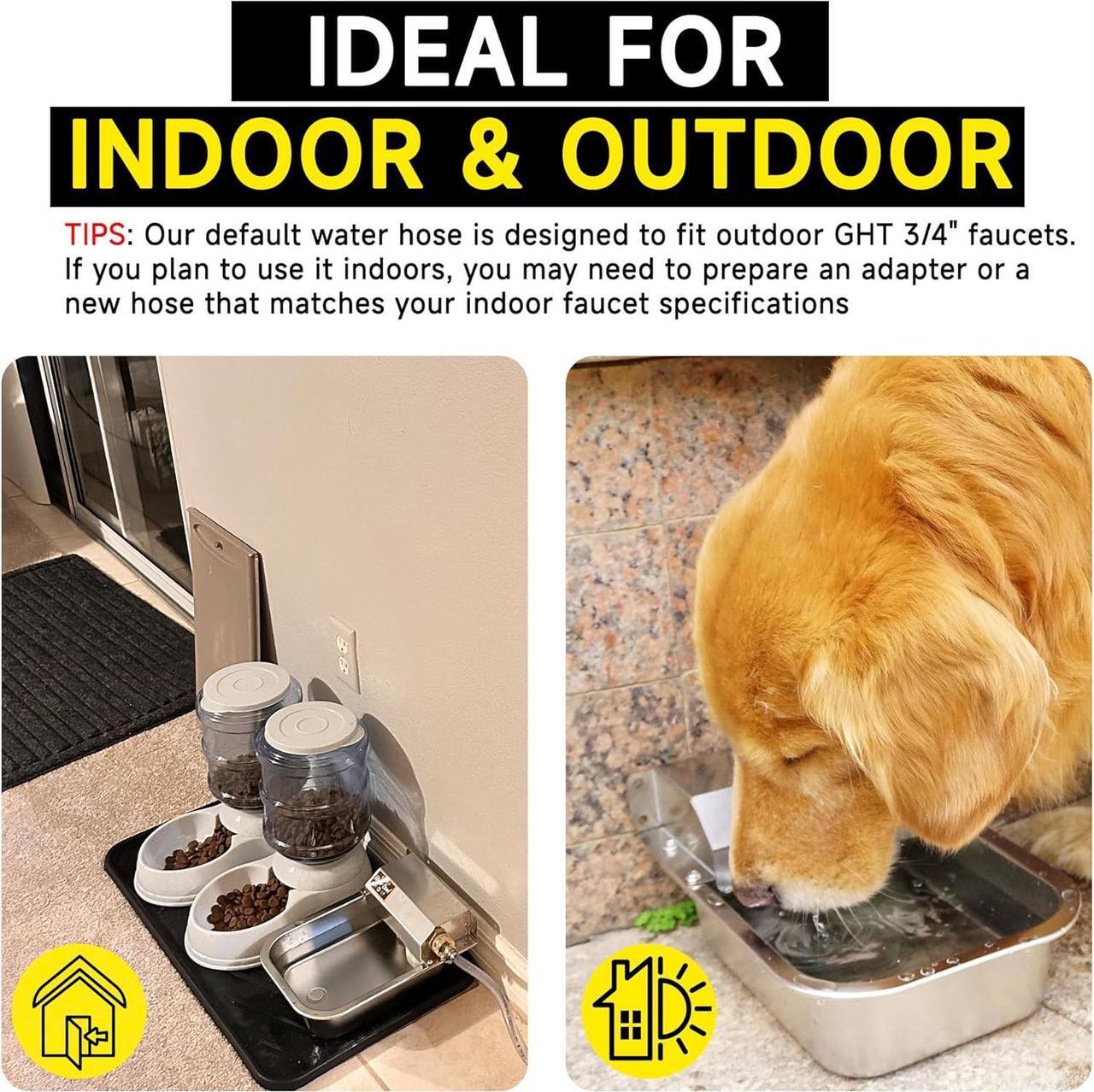 Alt view image 6 of 7 - Automatic Water Dispenser for Dogs, 3L /101 oz 304 Stainless Steel Dog Water Feeder, Auto-Fill Large Waterer for Pets & Livestock, Outdoor Dog Water Bowl, Wide Mouth, Anti-tip, Easy to Clean