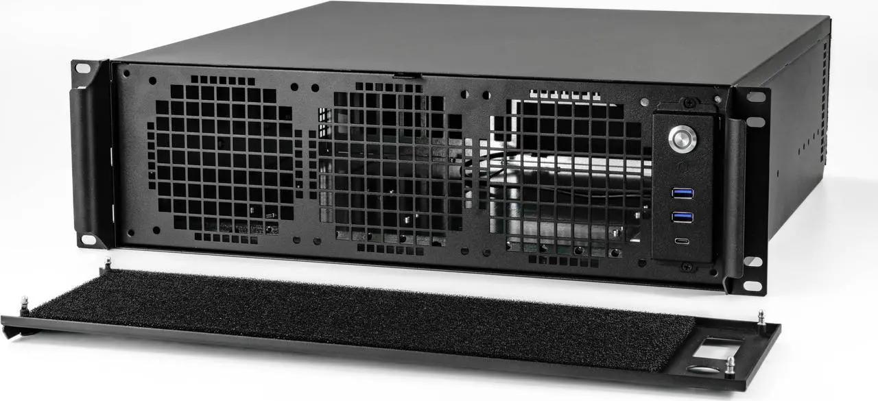 Alt view image 2 of 6 - Sliger CX3172a | 3U 17" Deep Rackmount Chassis w/ Short Tray  | High Wattage ATX PSU | ATX Motherboard | 2 SSD Mounts | 5x PCIe Slots| Gaming PC | Made In USA