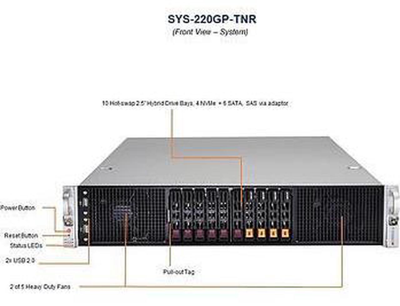 Main image of SYS-220GP-TNR GPU 2U Barebone Dual Xeon Scalable 3rd Generation Processors Up To 4TB DRAM SATA3, NVMe Via AIOM