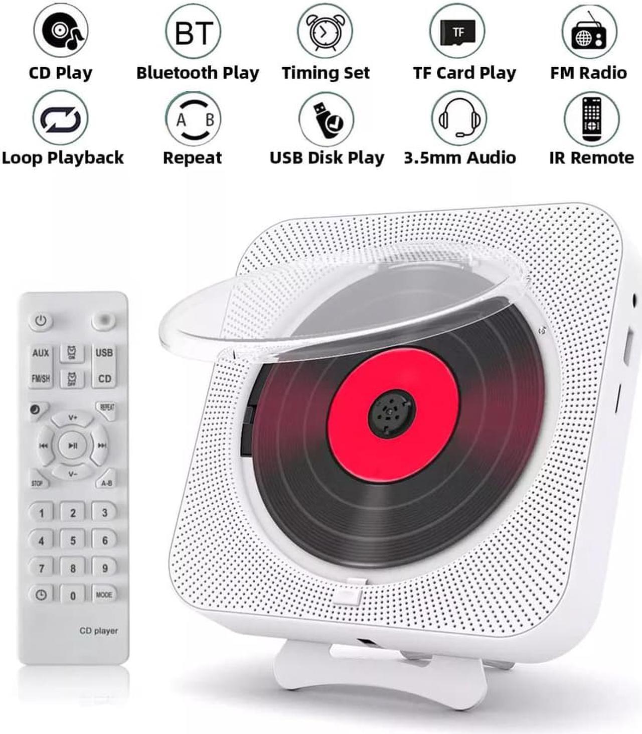 Main image of Portable CD Player Bluetooth Speaker Stereo CD Players LED Screen Wall Mountable CD Music Player with IR Remote Control FM Radio(EU Plug)
