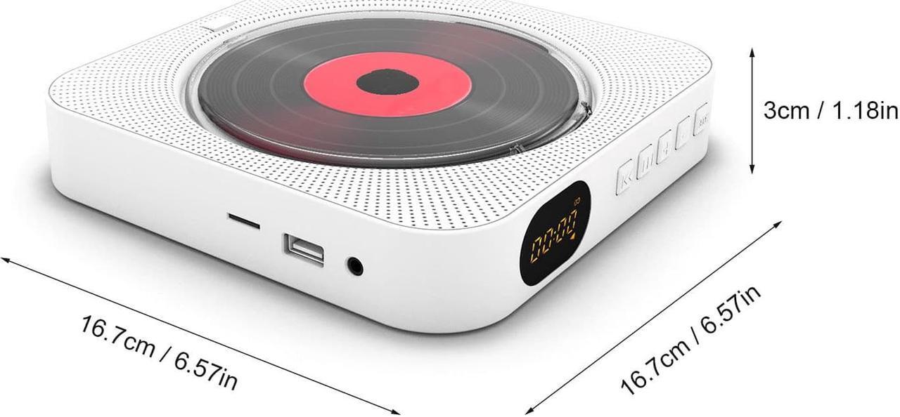 Alt view image 2 of 6 - Portable CD Player Bluetooth Speaker Stereo CD Players LED Screen Wall Mountable CD Music Player with IR Remote Control FM Radio(EU Plug)