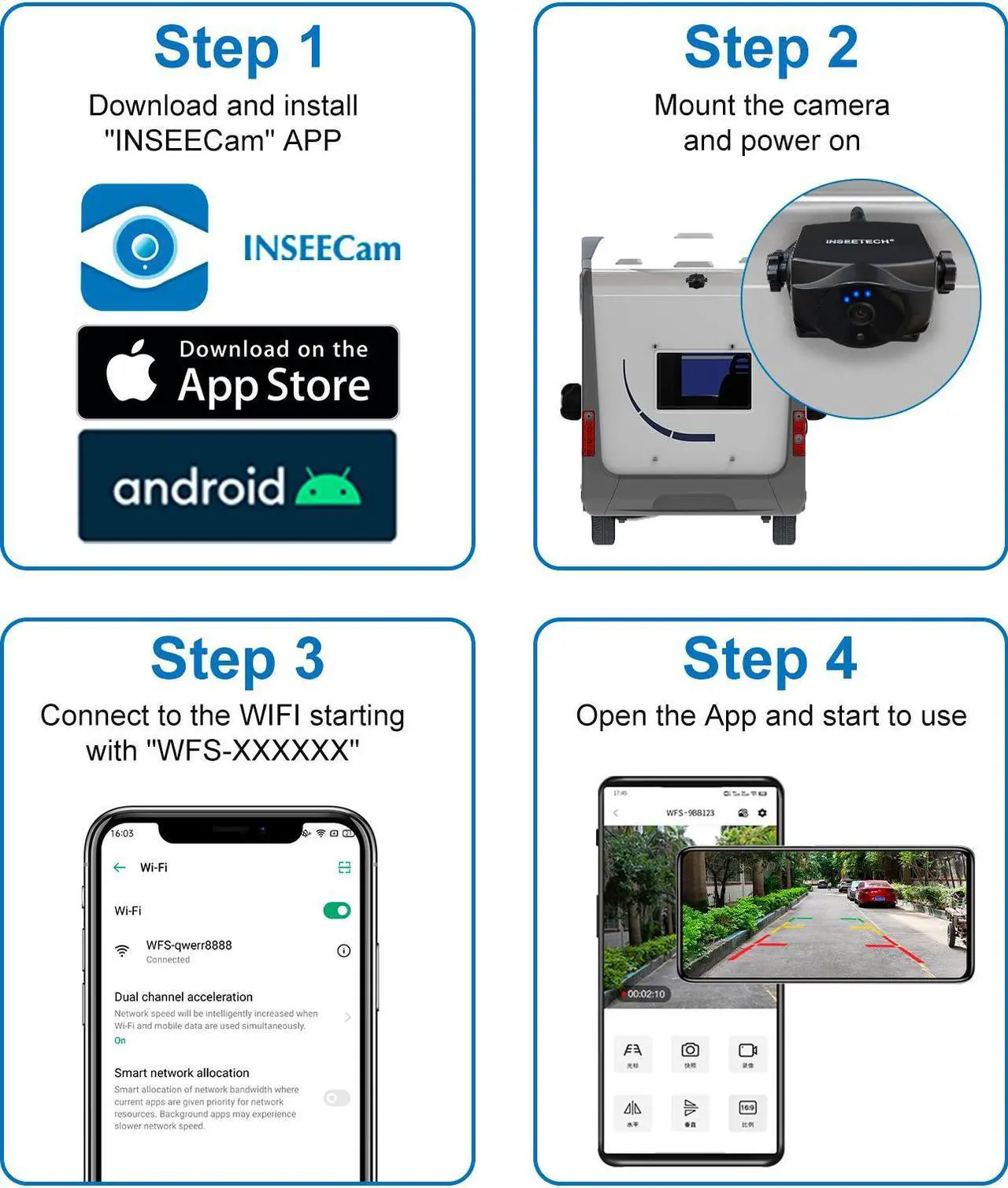 Alt view image 7 of 7 - INSEETECH 1080P Magnetic Wireless Backup Camera, 90 Days Standby Rechargeable Battery, Waterproof Rear/Front View Camera for Hitching Boat Trailer Horse Pickup RV Car for iPhone iPad Android