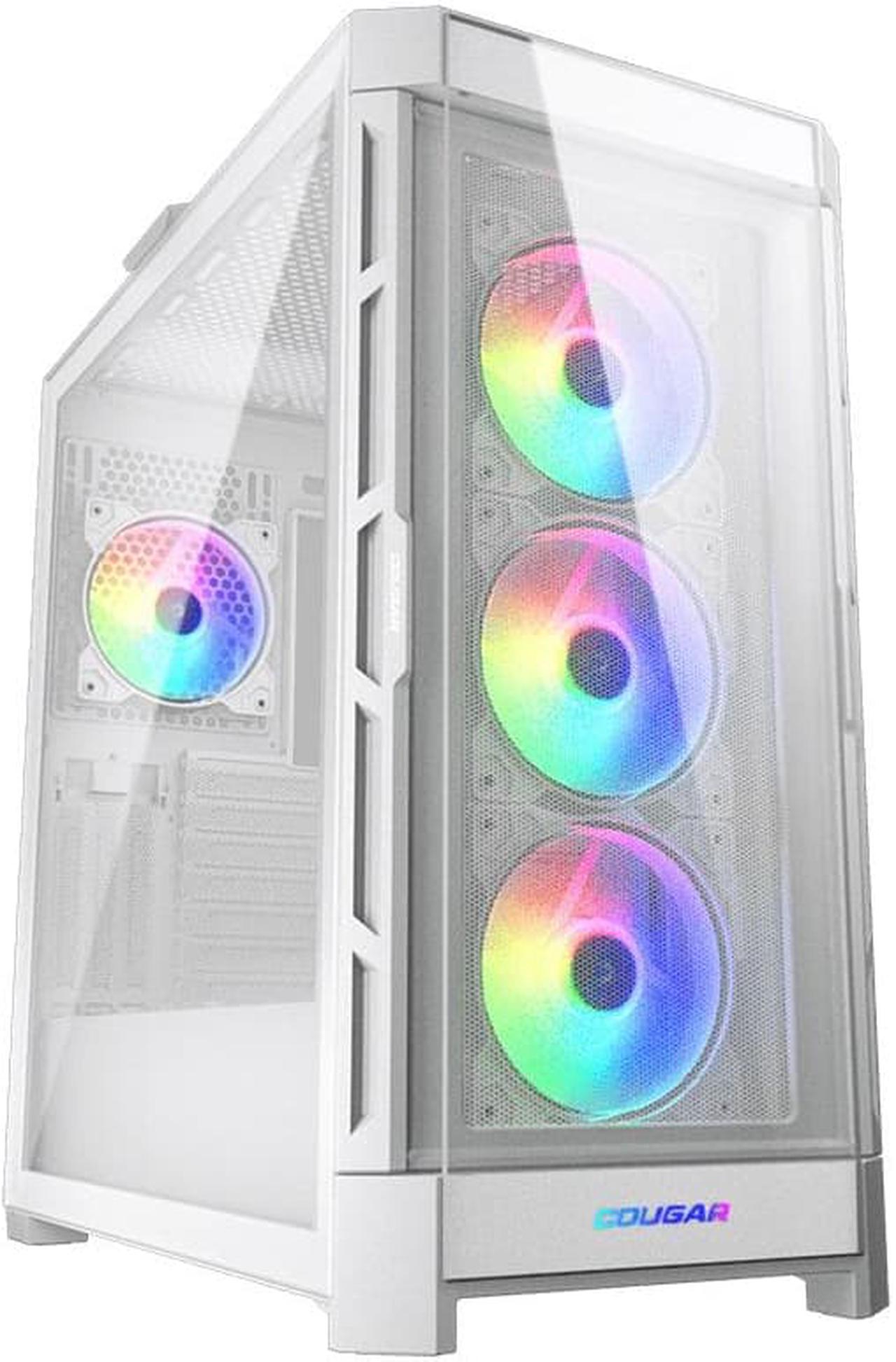 COUGAR DuoFace Pro RGB White ATX Mid Tower Gaming Case, 390mm GPU supported, built-in Front 120mm ARGB Fan x3 & Rear 120mm ARGB Fan x1, with Mesh & Tempered Glass Front Panels