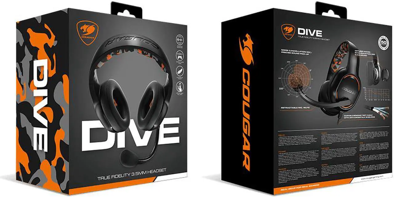 Alt view image 7 of 7 - COUGAR DIVE TRUE FIDELITY 3.5MM Gaming headset