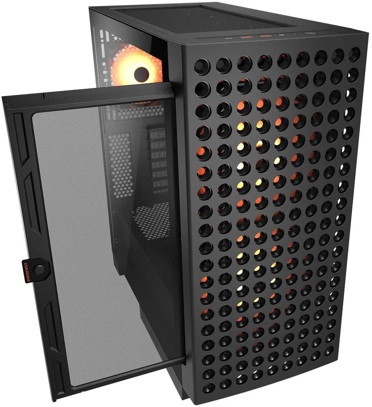 Alt view image 3 of 7 - COUGAR AIRFACE ECO RGB Gaming Case, 180mm PWM Fans *2 & 120mm ARGB Fan *1 pre-Installed, Modular I/O Panel, Max. Graphics Card Length 390mm, Support Vertical GPU, (Black)