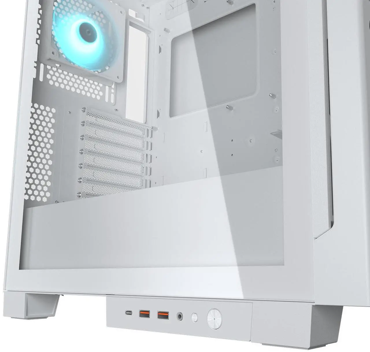 Alt view image 4 of 7 - COUGAR AIRFACE ECO RGB Gaming Case, 180mm PWM Fans *2 & 120mm ARGB Fan *1 pre-Installed, Modular I/O Panel, Max. Graphics Card Length 390mm, Support Vertical GPU, (White)