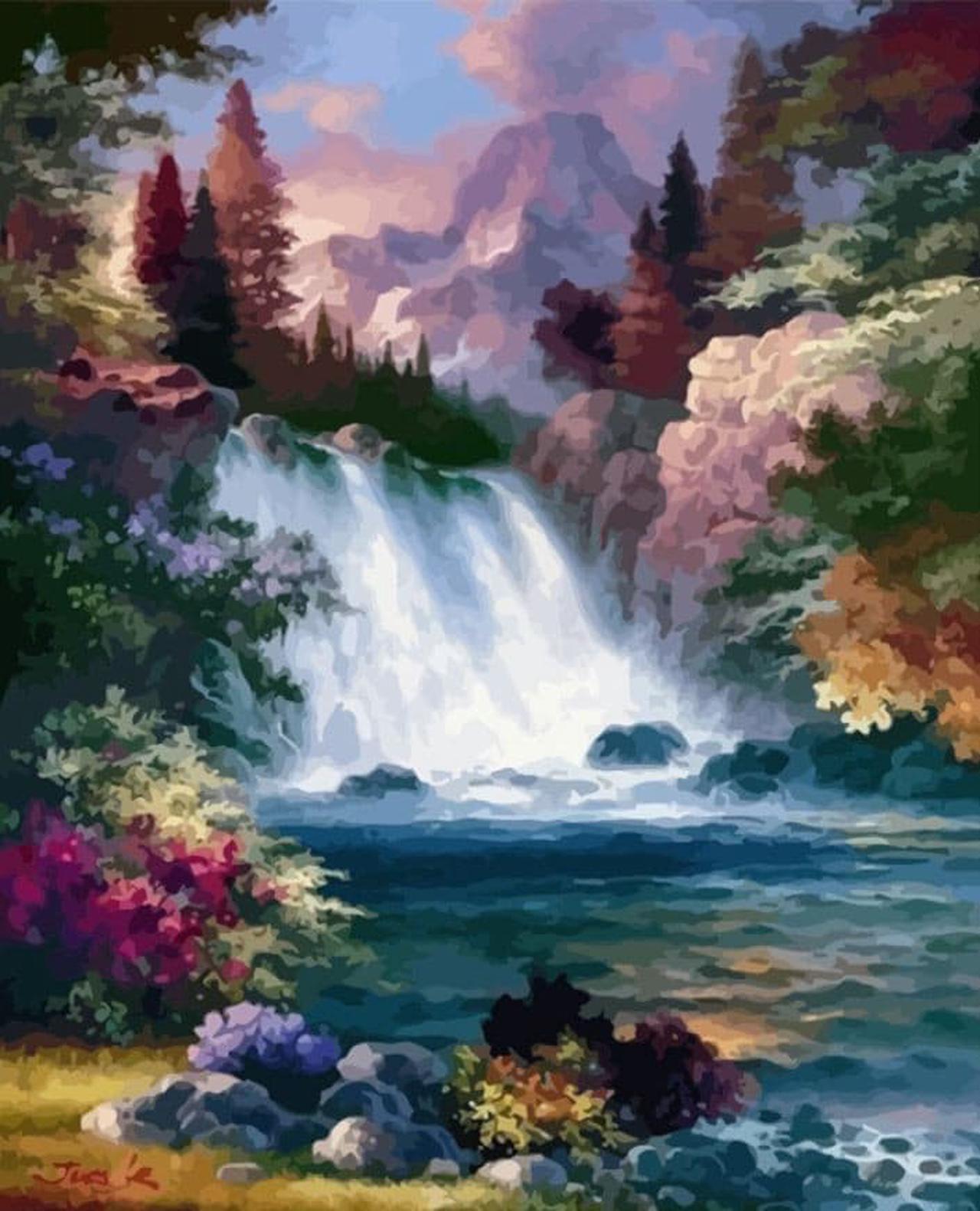 Main image of Waterfall Paint by Numbers (40x50cm no frame)