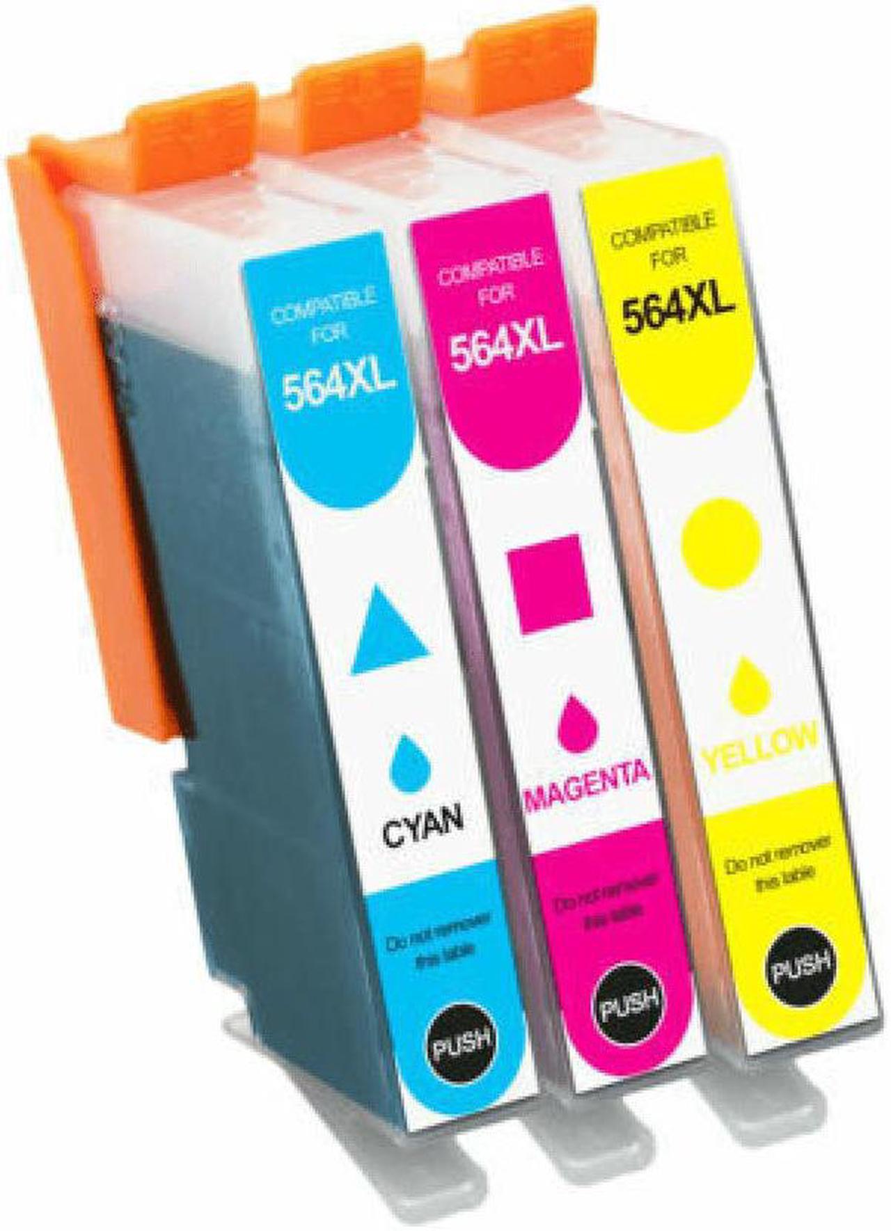 Main image of 3 Pack High-Yield Cyan Magenta Yellow Ink Cartridge For HP 564XL Compatible with HP Photosmart 5510 5512 5514 5515 5520 5522 5524 5525 6510 6512 Series Deskjet 3520 3522 Officejet 4620 4622