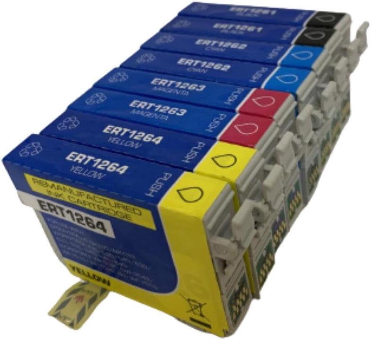 Main image of 8 Pack High-Yield Black Cyan Magenta Yellow Ink Cartridge For Epson 126 1261 - 1264 Compatible with Epson WorkForce WF 3520 3540 7010 7510 60 435 545 630 633 635 645 840 845 Stylus NX430 330