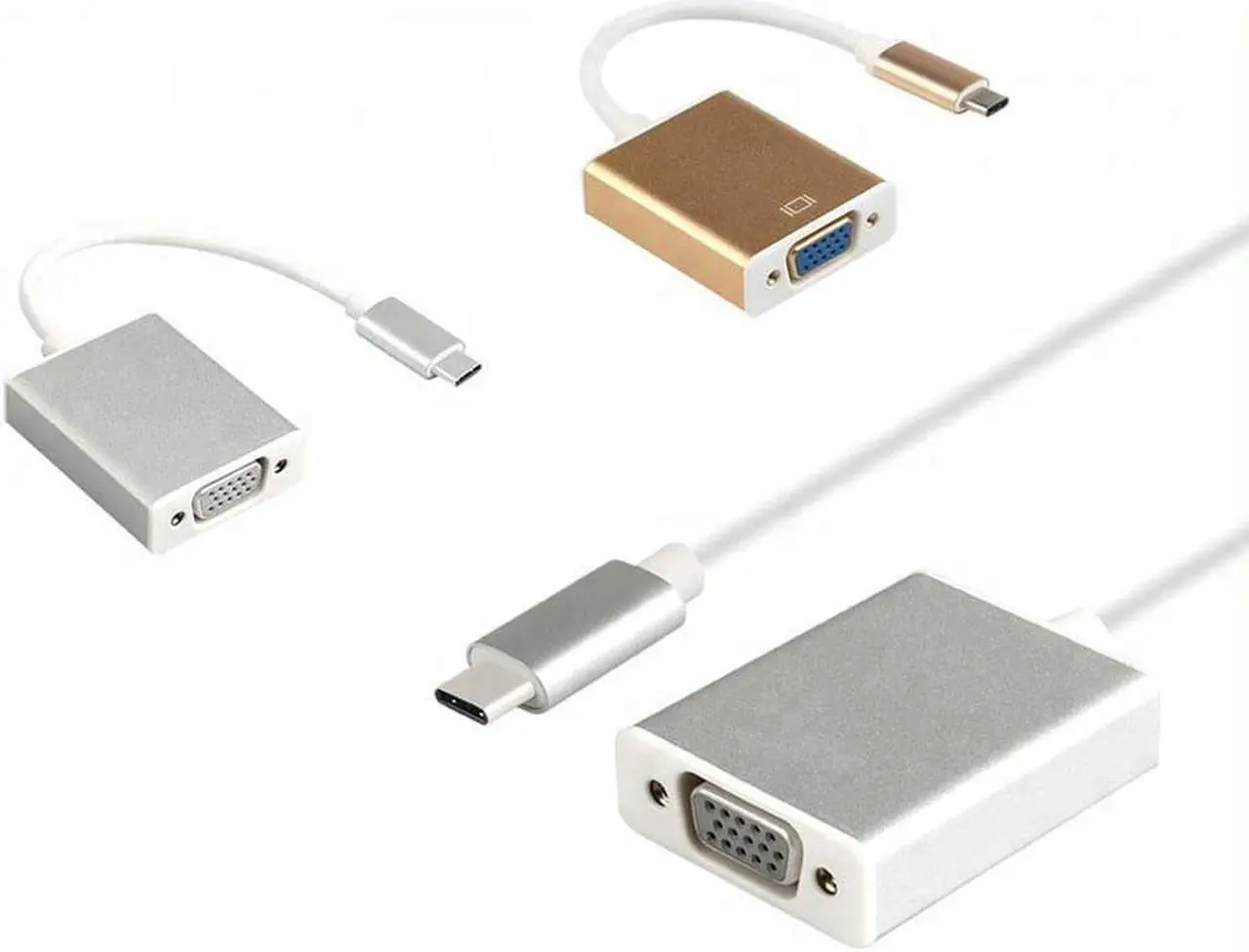 Alt view image 2 of 6 - Sonilco USB-C to VGA HDTV USB 3.1 Type C Adapter Cable for Monitor TV Projector Converter with Aluminum Case for 2017 MacBook Pro Samsung Galaxy, Silver