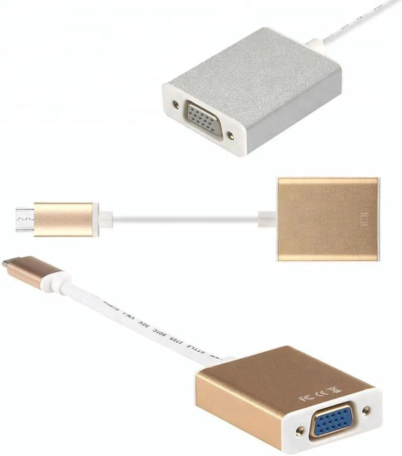 Alt view image 3 of 6 - Sonilco USB-C to VGA HDTV USB 3.1 Type C Adapter Cable for Monitor TV Projector Converter with Aluminum Case for 2017 MacBook Pro Samsung Galaxy, Silver