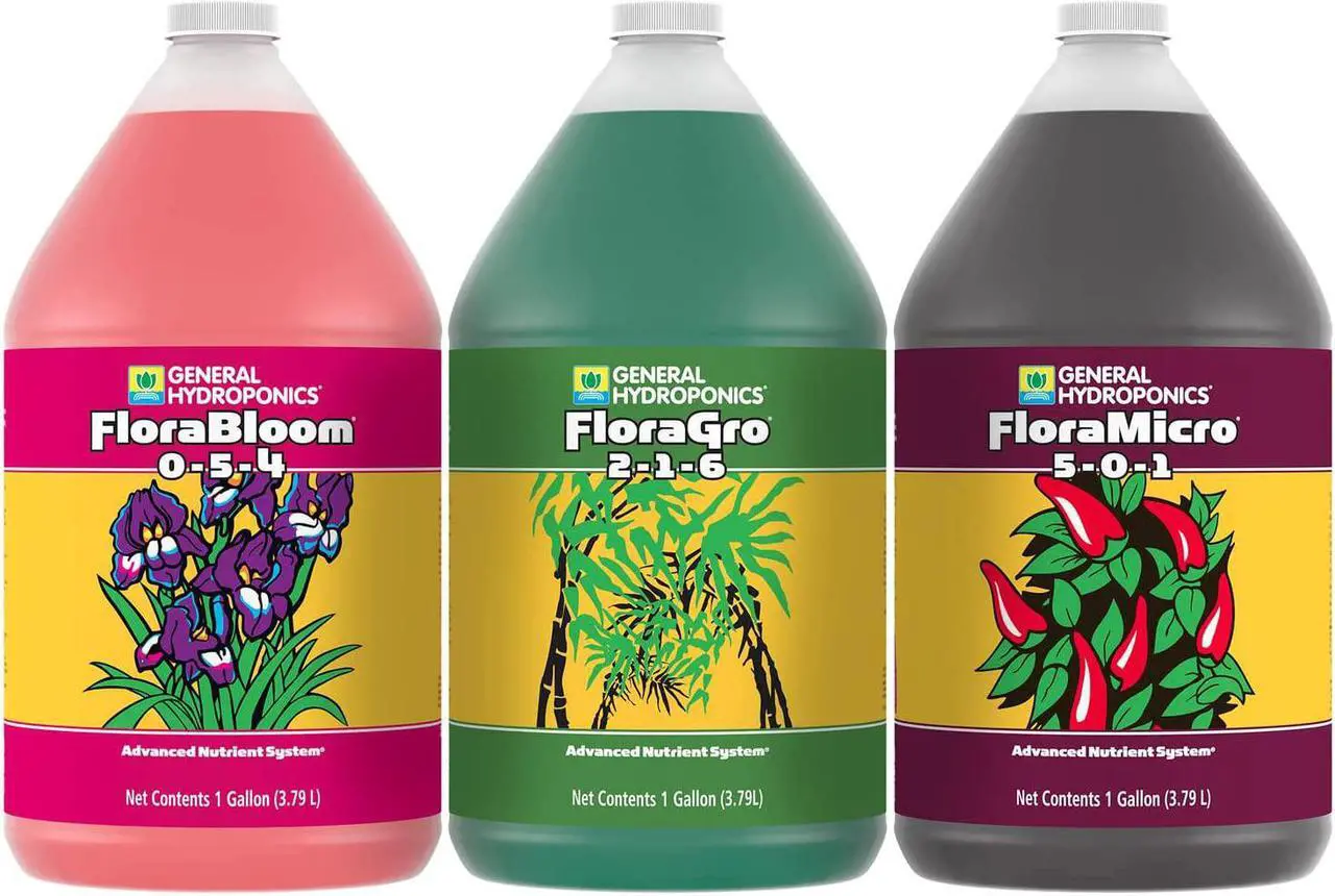 Main image of General Hydroponics Flora Grow, Bloom, Micro Combo Fertilizer set, 1 Gallon (Pack of 3)