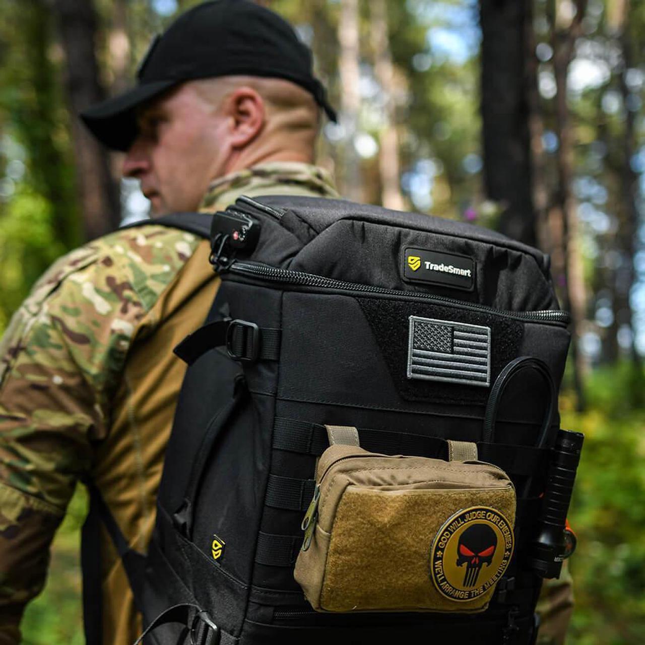 Alt view image 7 of 7 - TradeSmart Black Tactical Backpack: Gun Range Backpack with 3 TSA Locks & YKK Zippers, His & Hers Versatile Gun Range Bag