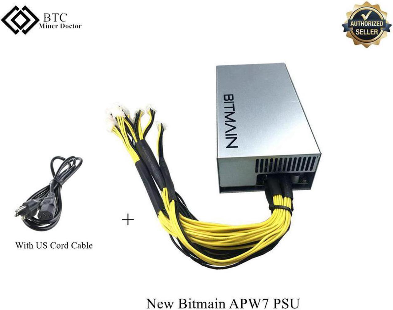 Original APW7 1800W PSU Miner Power Supply 1U Miners Adpater Suit For GPU Antminer S9 S9k L3+ L3++ D3 T9+ E3 Z9 Z15E Mini DR3 Innosilicon A9 A10 Ebit E9 Avalon 841 851 With US Power Cord Cable