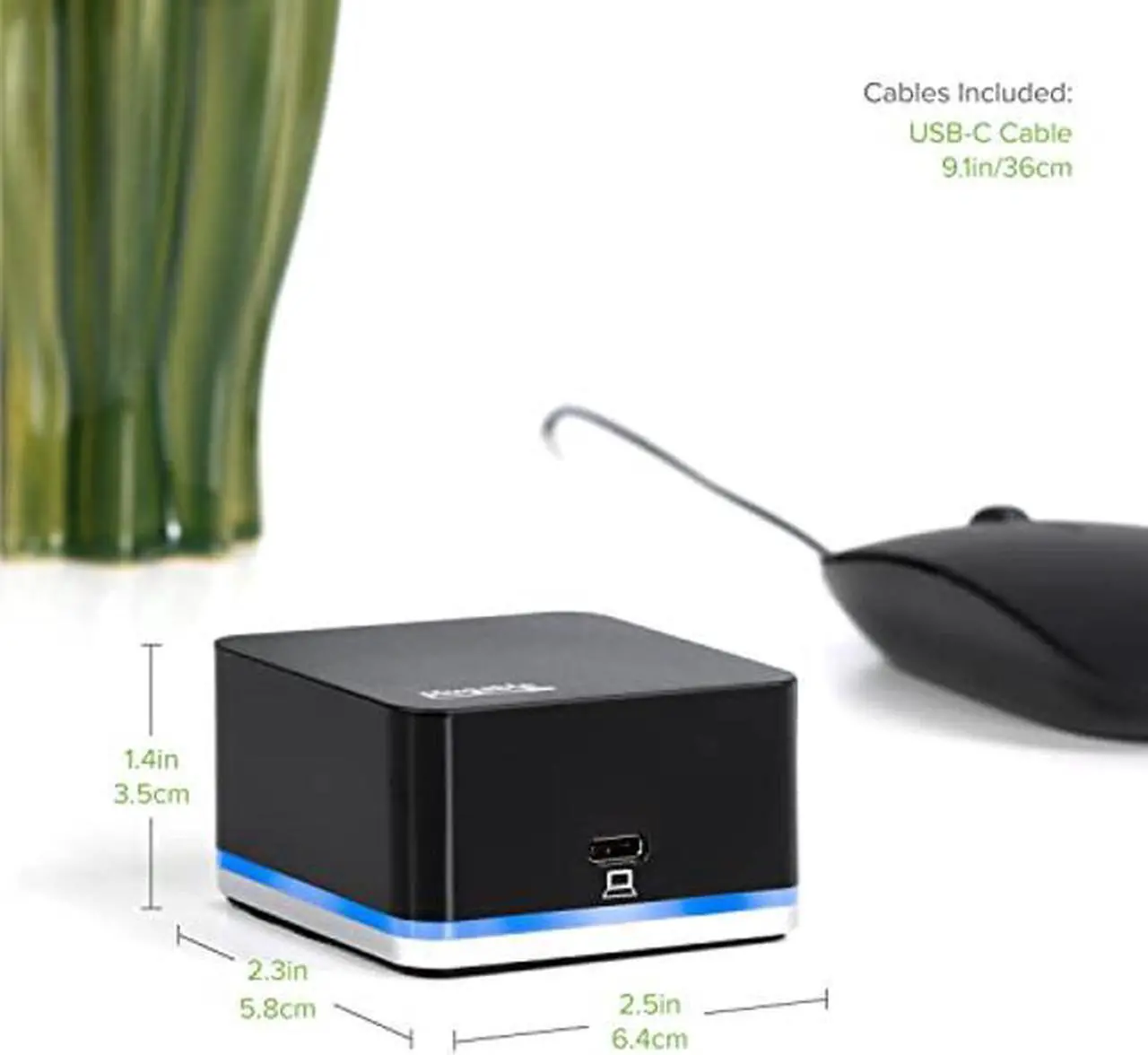 Alt view image 3 of 5 - Plugable USB C Cube - Mini Docking Station, Compatible with Thunderbolt 3 Ports and Specific USB-C Systems (No Host Charging, Connect 1x HDMI up to 4K @30Hz Monitor, Ethernet, 3X USB Ports)