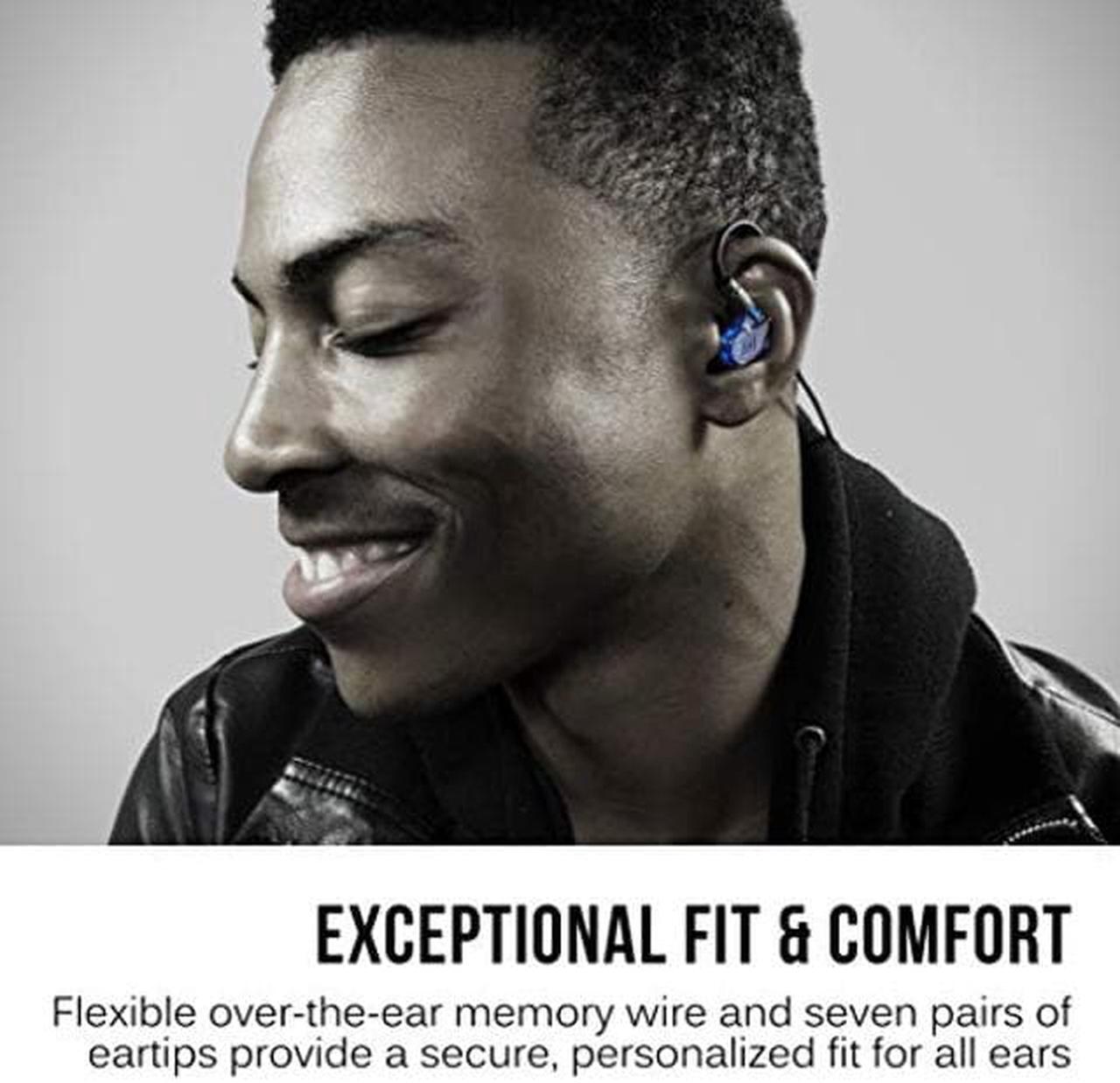 Alt view image 4 of 5 - MEE audio M6 PRO In Ear Monitor Headphones for Musicians, 2nd Gen Model With Upgraded Sound, Memory Wire Earhooks & Replaceable Cables, Noise Isolating Professional Earbuds, 2 Cords Included (Blue)