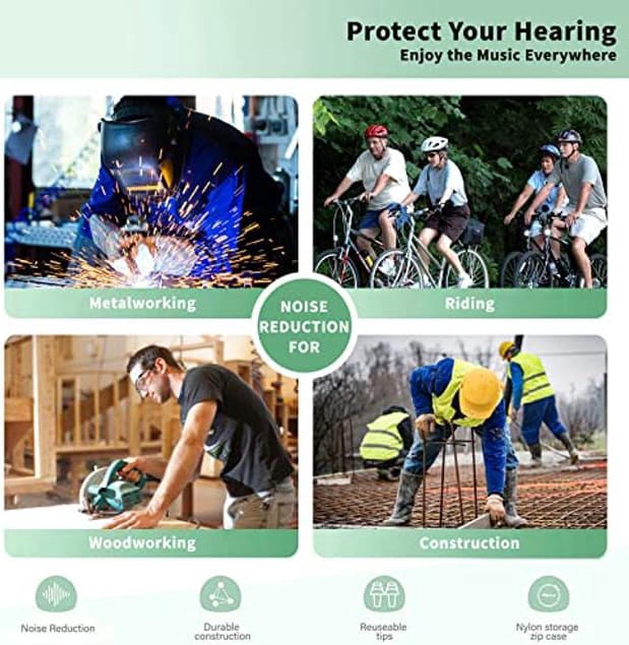 Alt view image 5 of 5 - Ear Plugs Bluetooth Headphones for Work, Neckband Wireless Earbuds with 20 Hour Battery, Noise Reduction Isolating in-Ear Earplug Earphones with Mic and Controls, for Industrial Safety Construction